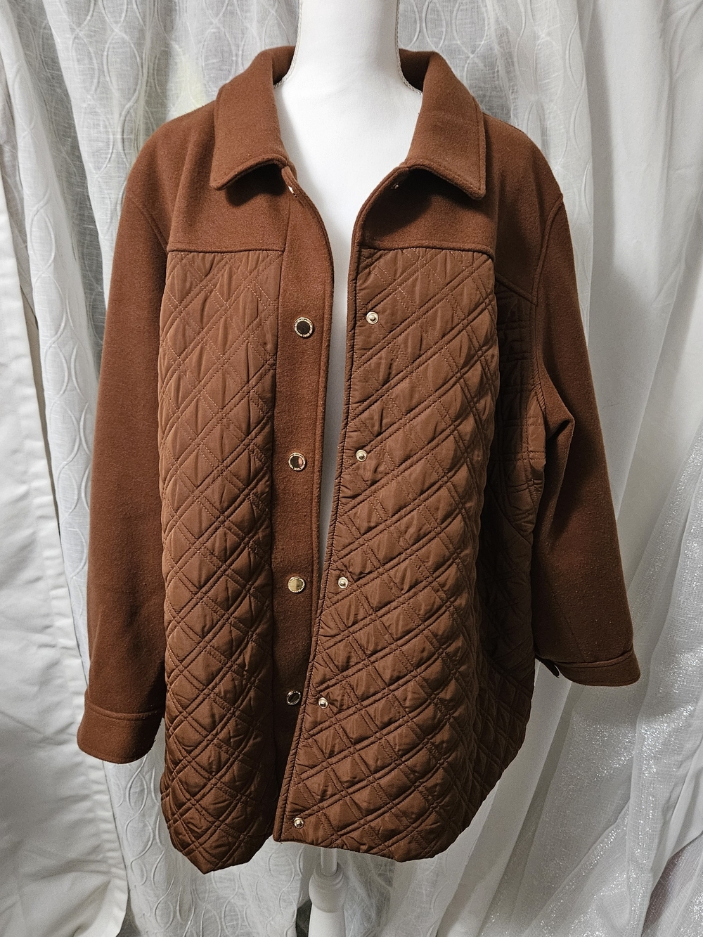 Isaac Mizrahi ESTATE Women’s Quilted Brown Jacket 3X